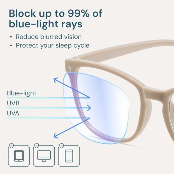 ⚡Men Black& Light Coffee Blue Light Blocking Anti UV Ray Computer Gaming Glasses - Picture 3 of 7